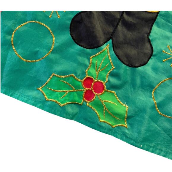 Vtg Applique Christmas Holiday Yard Flag Double Sided Nutcracker Candy Cane - Picture 8 of 10